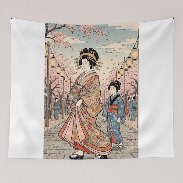 Item preview, Oiran Walk Under Cherry Blossoms Vintage Japanese Ukiyo-e Art designed and sold by TokyoUkiyoHouse.