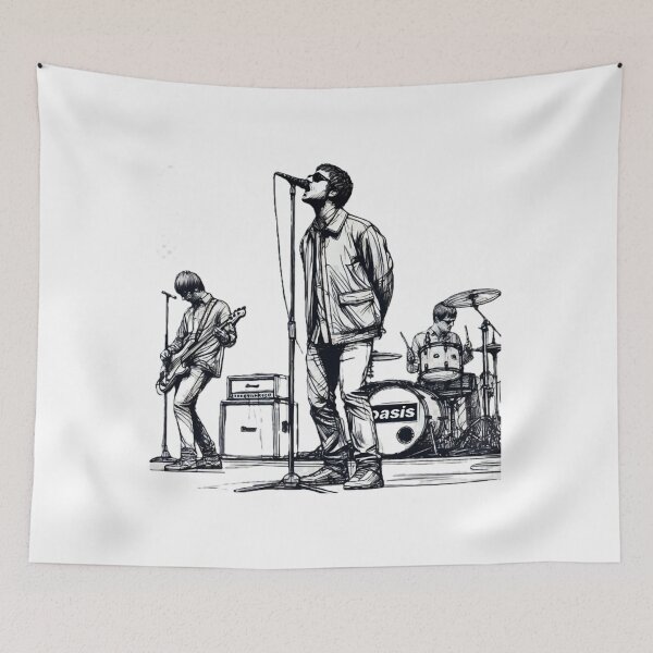 Item preview, minimalist line art of oasis performing – retro britpop band designed and sold by WilliamDavid11.