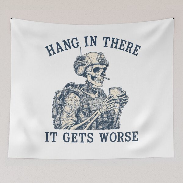 Item preview, Vintage Hang in There It Gets Worse - Funny Firefighter designed and sold by Gerhard-VIN.