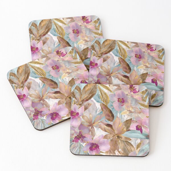 Item preview, Elegant Watercolor Pink Orchids & Gold Tropical Leaves designed and sold by ImPlyDesign.
