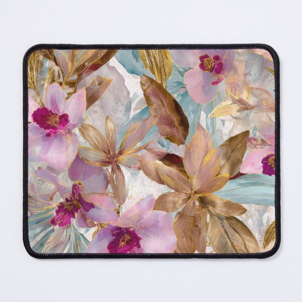 Item preview, Elegant Watercolor Pink Orchids & Gold Tropical Leaves designed and sold by ImPlyDesign.