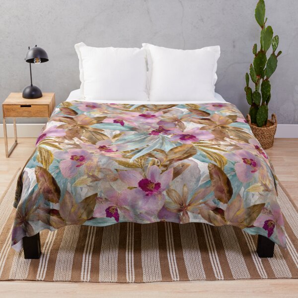 Item preview, Elegant Watercolor Pink Orchids & Gold Tropical Leaves designed and sold by ImPlyDesign.