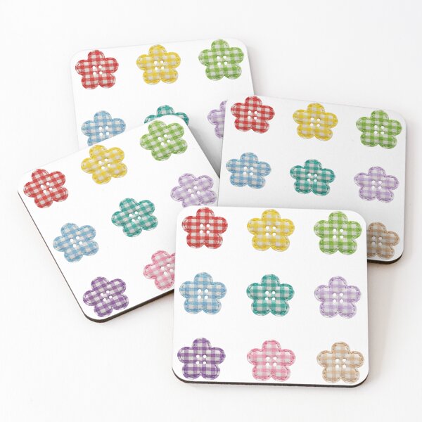 Item preview, Rainbow Gingham Button Flower Designs designed and sold by WillandWent.