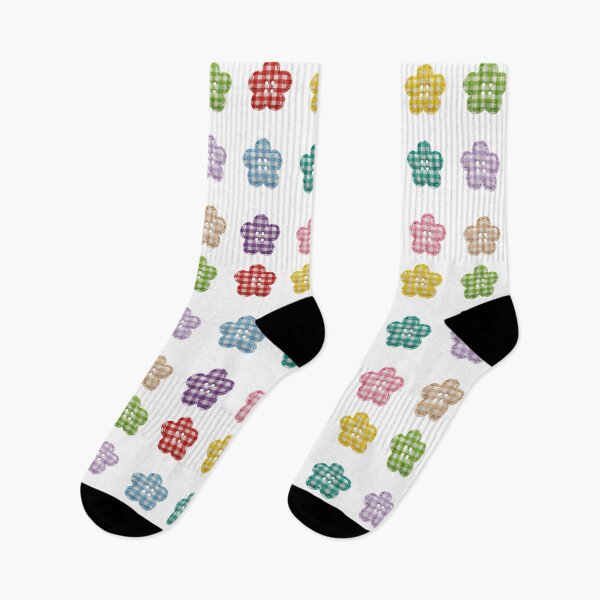 Item preview, Rainbow Gingham Button Flower Designs designed and sold by WillandWent.