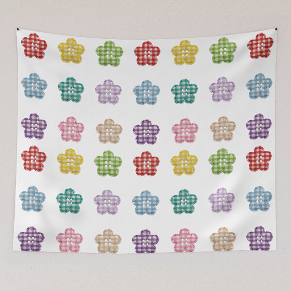 Item preview, Rainbow Gingham Button Flower Designs designed and sold by WillandWent.