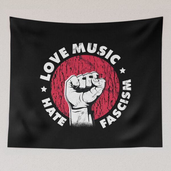 Item preview, love music hate fascism designed and sold by AshleyRenee55.