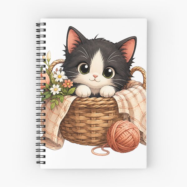 Item preview, Cute Tuxedo Kitten in Flower Basket designed and sold by Jaideep Walia.