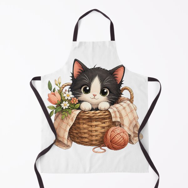 Item preview, Cute Tuxedo Kitten in Flower Basket designed and sold by Jaideep Walia.