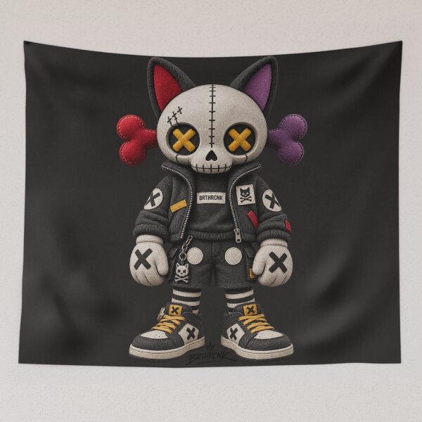 Item preview, BRTHRCNK Stitched Skull Cat Urban Streetwear Gothic Art designed and sold by BRTHRCNK01.