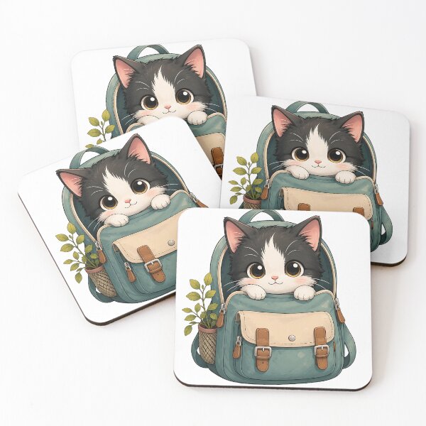 Item preview, Cute Tuxedo Kitten in Backpack  designed and sold by Jaideep Walia.
