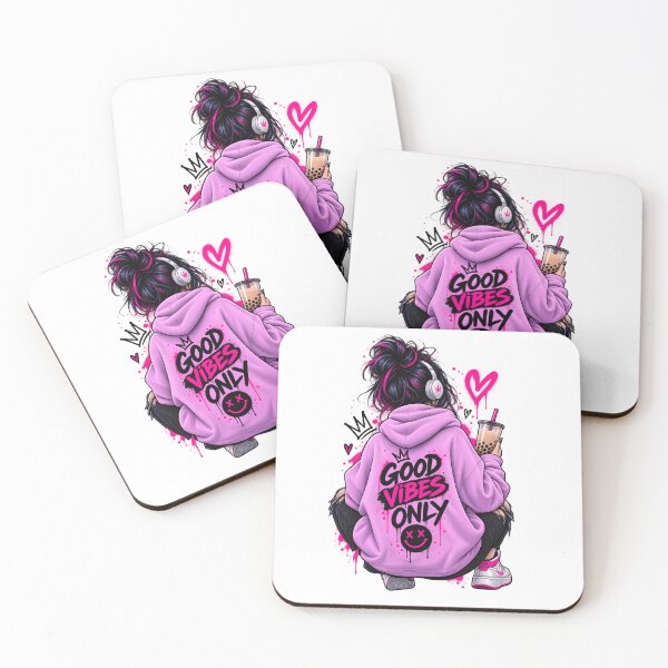 Item preview, Good Vibes Only Pink Hoodie Streetwear Girl designed and sold by TinyWeird.