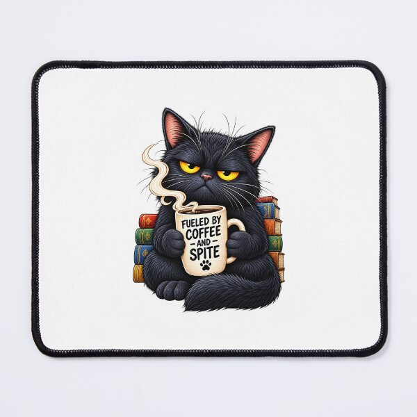 Item preview, Fueled by Coffee and Spite Grumpy Black Cat designed and sold by BrandonArtWorld.
