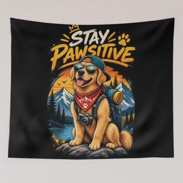Item preview, Stay Pawsitive - Hiking Golden Retriever designed and sold by GenZFashion000.