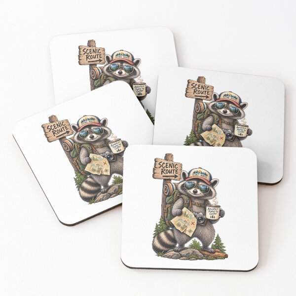 Item preview, Scenic Route Raccoon Adventure Fueled by Coffee designed and sold by BrandonArtWorld.