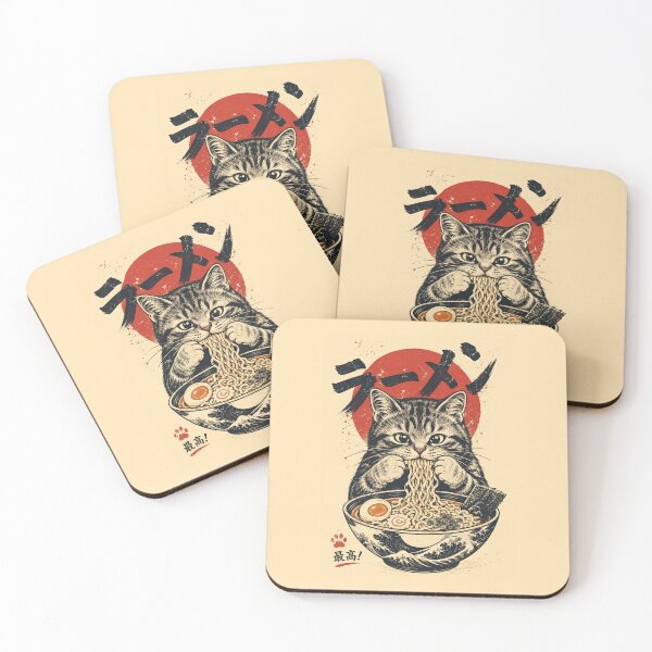Item preview, Japanese Cat Eating Ramen designed and sold by Zyphero.
