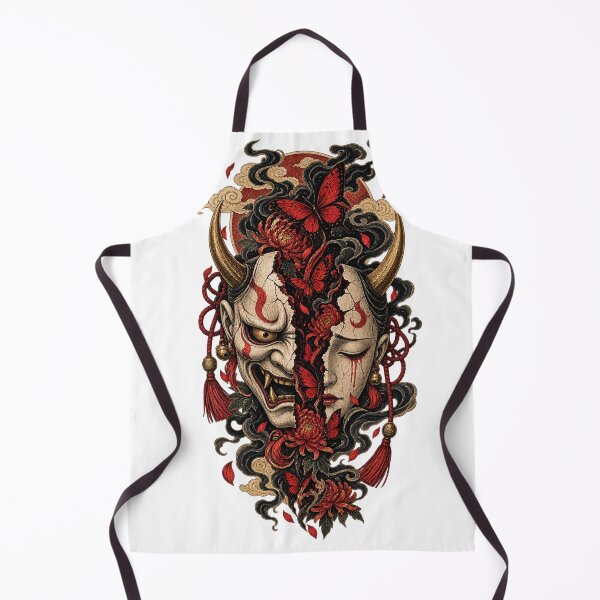 Item preview, The Mask of the Red Butterflies – Japanese Hannya Mask Ukiyo-e Dark Fantasy Art designed and sold by Substance_life.