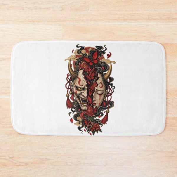 Item preview, The Mask of the Red Butterflies – Japanese Hannya Mask Ukiyo-e Dark Fantasy Art designed and sold by Substance_life.