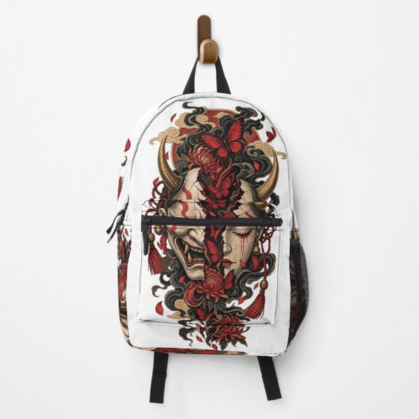 Item preview, The Mask of the Red Butterflies – Japanese Hannya Mask Ukiyo-e Dark Fantasy Art designed and sold by Substance_life.