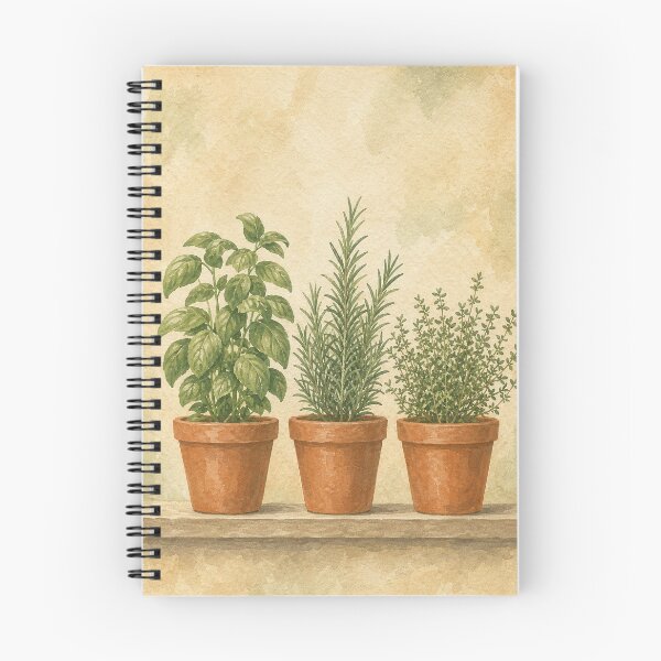 Item preview, Herb Pot Trio Watercolour Cottagecore designed and sold by GoldenHourWalls.
