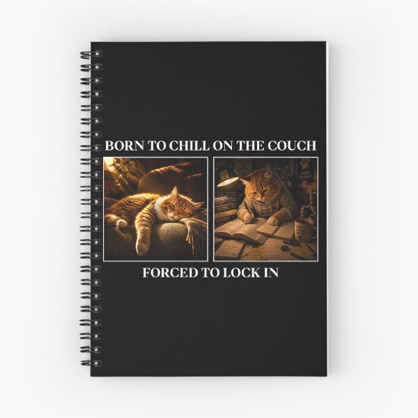 Item preview, Funny Student Cat T Shirt, Born to Chill on the Couch, Forced to Lock In, Study Humor Shirt, College Student Gift designed and sold by cozydrops.