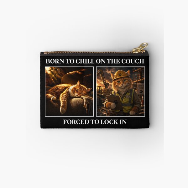 Item preview, Funny Construction Cat T Shirt, Born to Chill on the Couch, Forced to Lock In, Site Supervisor Gift, Builder Work Shirt designed and sold by cozydrops.