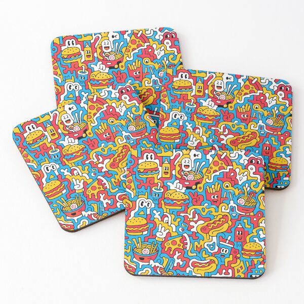 Item preview, Colorful Street Food Pop Art Doodle Pattern designed and sold by Thai Vibe Studio.