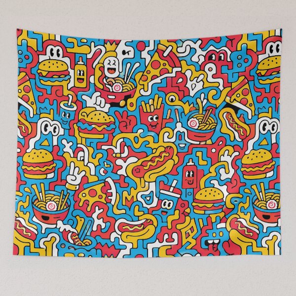 Item preview, Colorful Street Food Pop Art Doodle Pattern designed and sold by Thai Vibe Studio.