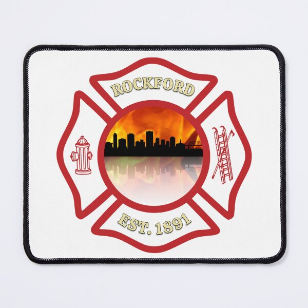 Item preview, Rockford Fire Department Skyline Blaze (White Background) designed and sold by FireEMSDesigns.