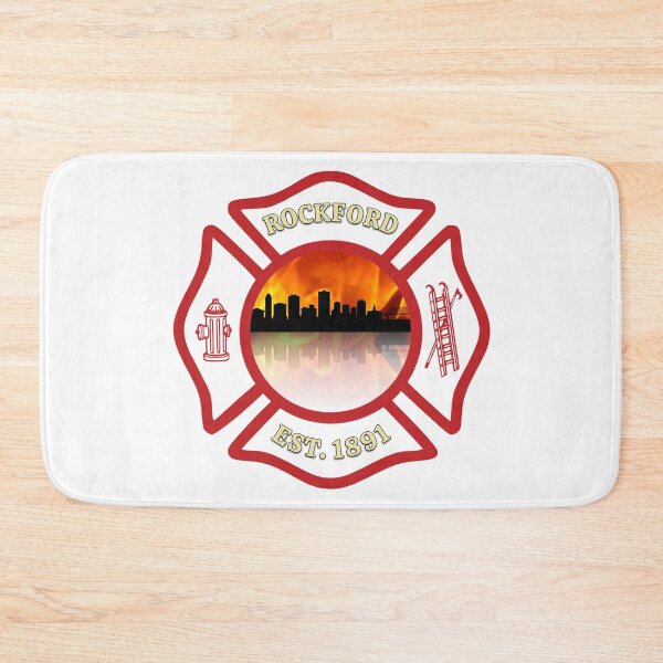 Item preview, Rockford Fire Department Skyline Blaze (White Background) designed and sold by Bee Bum Designs.