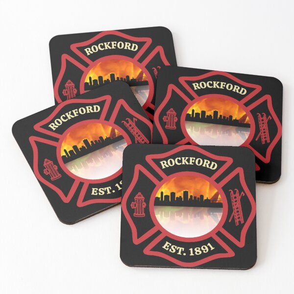 Item preview, Rockford Fire Department Skyline Blaze (Black Background) designed and sold by FireEMSDesigns.