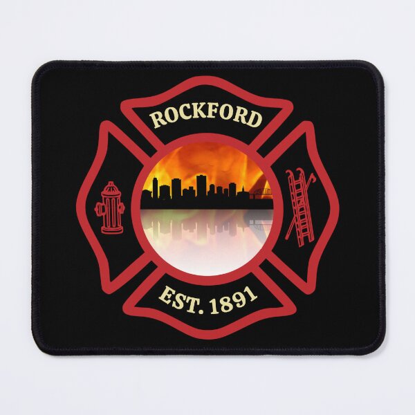 Item preview, Rockford Fire Department Skyline Blaze (Black Background) designed and sold by FireEMSDesigns.