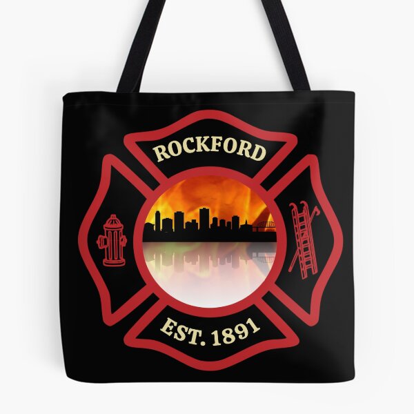 Item preview, Rockford Fire Department Skyline Blaze (Black Background) designed and sold by FireEMSDesigns.