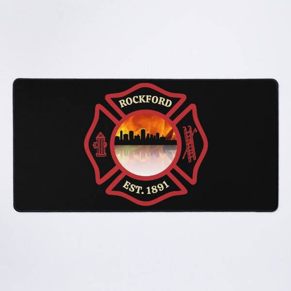 Item preview, Rockford Fire Department Skyline Blaze (Black Background) designed and sold by Bee Bum Designs.