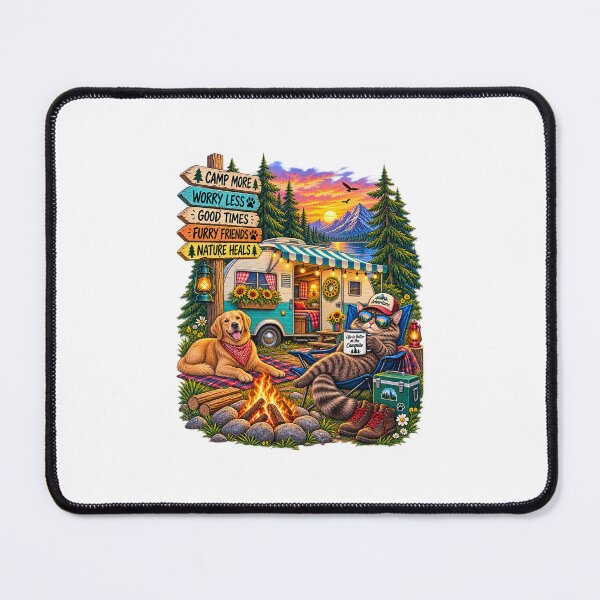Item preview, Camp More Worry Less Funny Cat & Dog Camping Adventure designed and sold by BrandonArtWorld.