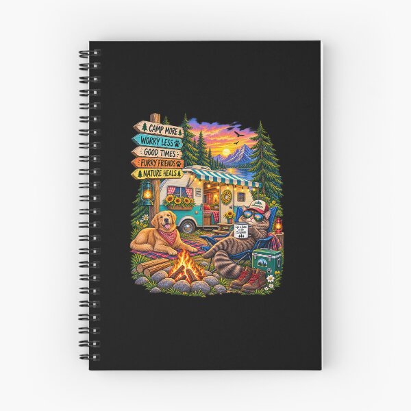 Item preview, Camp More Worry Less Funny Cat & Dog Camping Adventure designed and sold by BrandonArtWorld.