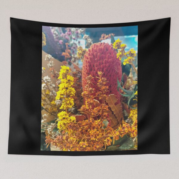 Item preview, Vibrant Red Bottlebrush and Autumn Wildflower Bouquet – Botanical Photography designed and sold by pbchan.