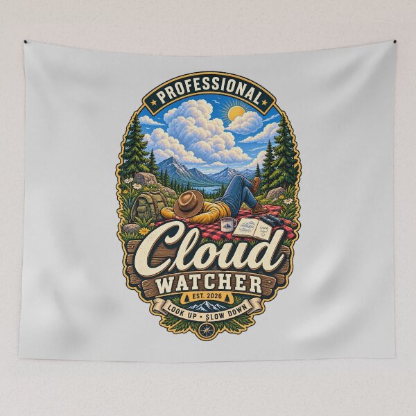 Item preview, Professional Cloud Watcher – Look Up Dream On Vintage Outdoor Nature Badge designed and sold by TheAllInStore.