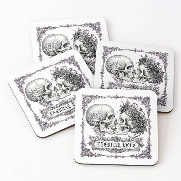 Item preview, Eternal Love - Gothic Skeleton Kiss with Black Roses designed and sold by Csaba1983.