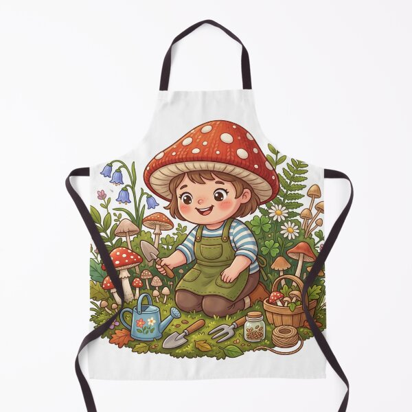 Item preview, Cute Mushroom Girl in Woodland Garden designed and sold by Biwbiwty.