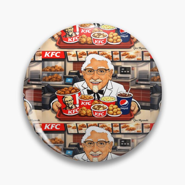 Item preview, Colonel Sanders Serving Classic KFC Feast – Retro Digital Cartoon Art designed and sold by The Art Queen Of Michigan .