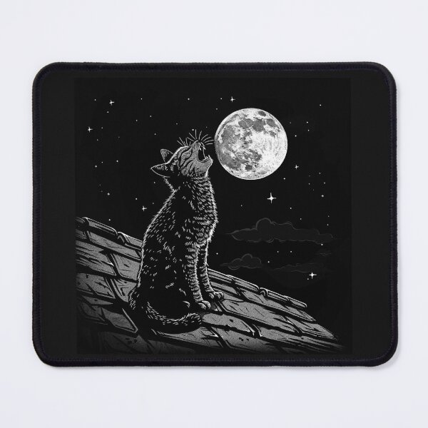 Item preview, Howling Cat Under Full Moon Gothic Celestial Night Art designed and sold by inkoutninja.