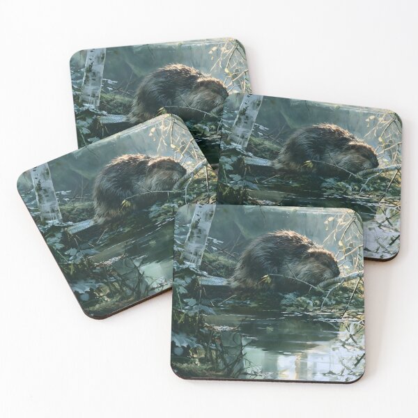Item preview, Beaver at Edge of Pond, Forest Wildlife designed and sold by GuildedWordGraphics.
