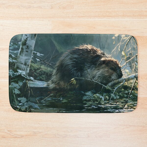 Item preview, Beaver at Edge of Pond, Forest Wildlife designed and sold by GuildedWordGraphics.