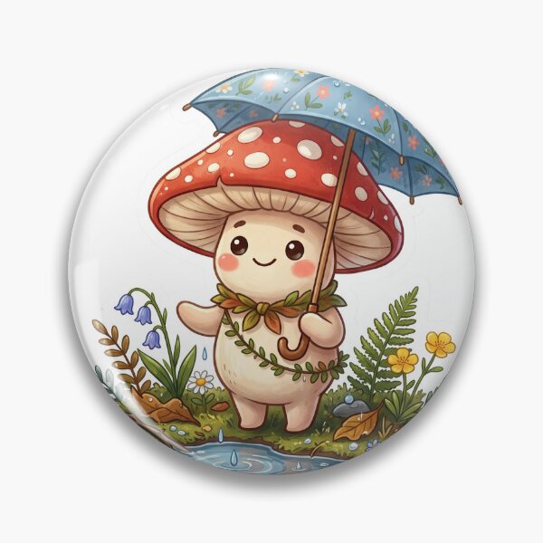 Item preview, Mushroom Girl Under Blue Umbrella designed and sold by Biwbiwty.