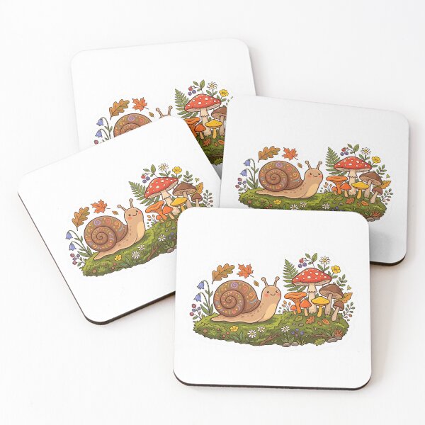 Item preview, Cute Snail and Mushroom Woodland designed and sold by Biwbiwty.