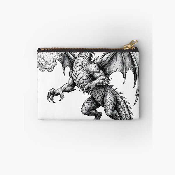 Item preview, Fierce Flying Dragon Breathing Fire – Dark Fantasy Dragon Art designed and sold by DragonSerpent Ink.