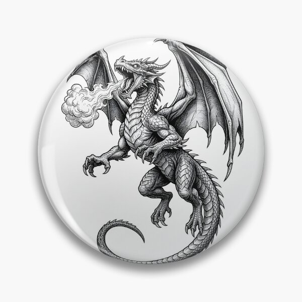 Item preview, Fierce Flying Dragon Breathing Fire – Dark Fantasy Dragon Art designed and sold by DragonSerpent Ink.