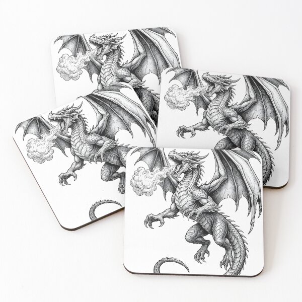 Item preview, Fierce Flying Dragon Breathing Fire – Dark Fantasy Dragon Art designed and sold by DragonSerpent Ink.