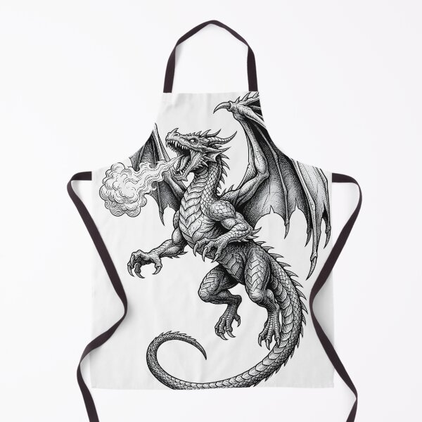 Item preview, Fierce Flying Dragon Breathing Fire – Dark Fantasy Dragon Art designed and sold by DragonSerpent Ink.