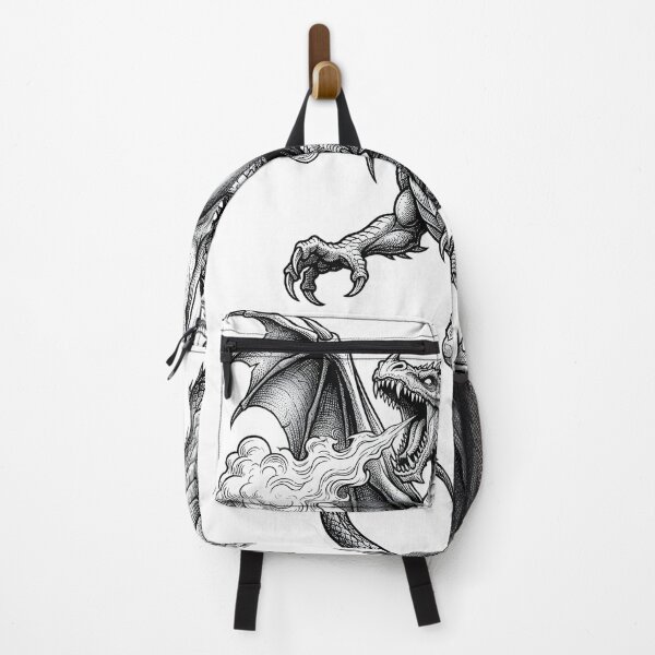 Item preview, Fierce Flying Dragon Breathing Fire – Dark Fantasy Dragon Art designed and sold by DragonSerpent Ink.